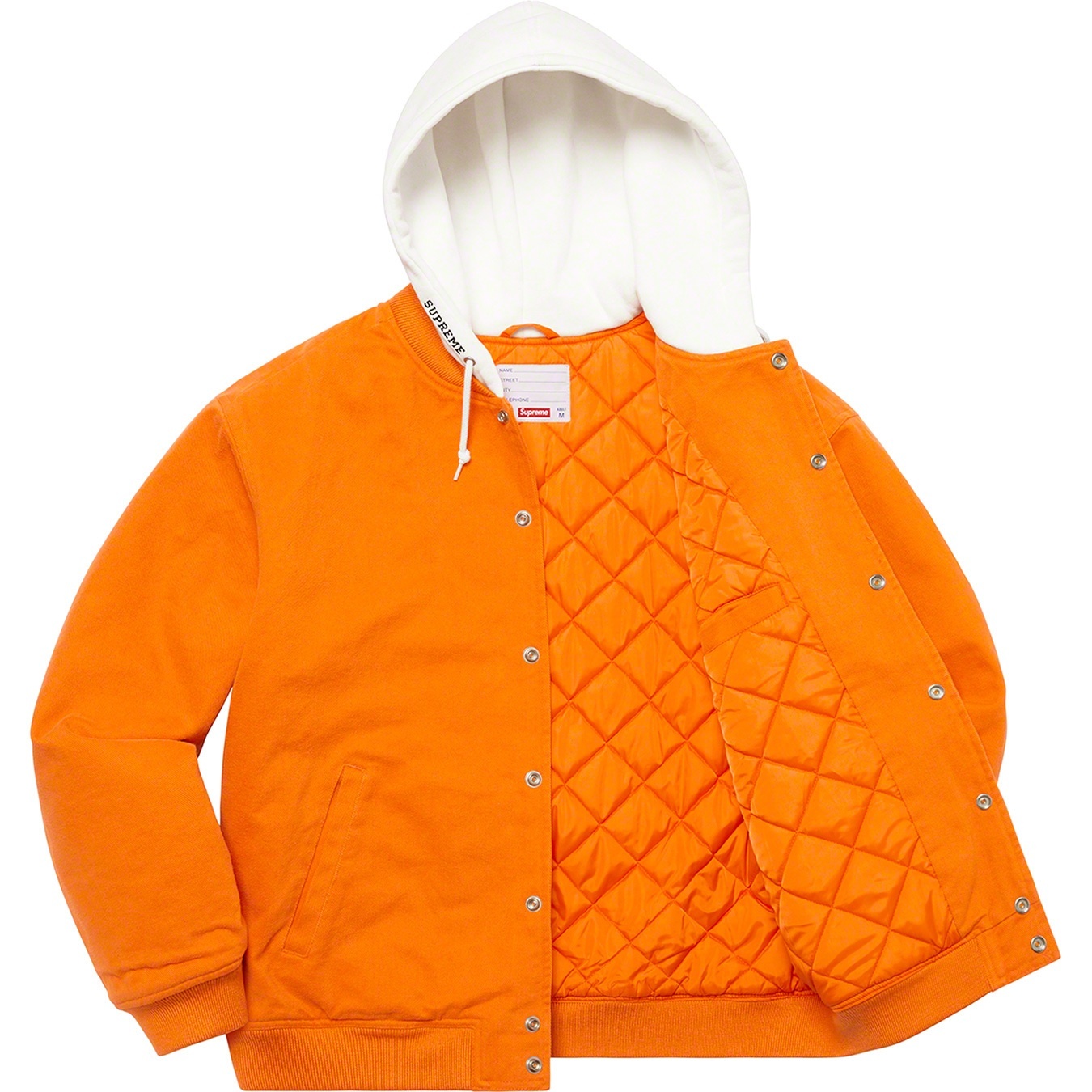 Hooded Twill Varsity Jacket view 3
